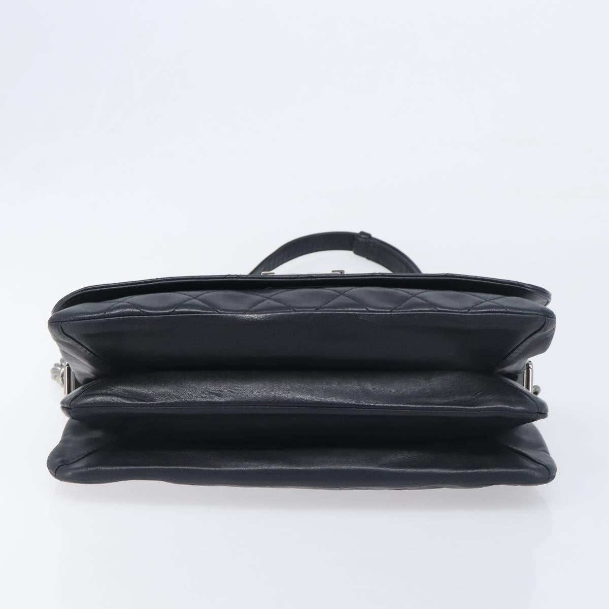 CHANEL Matelasse Chain Shoulder Bag Lamb Skin Black Silver CC Auth yk20835V