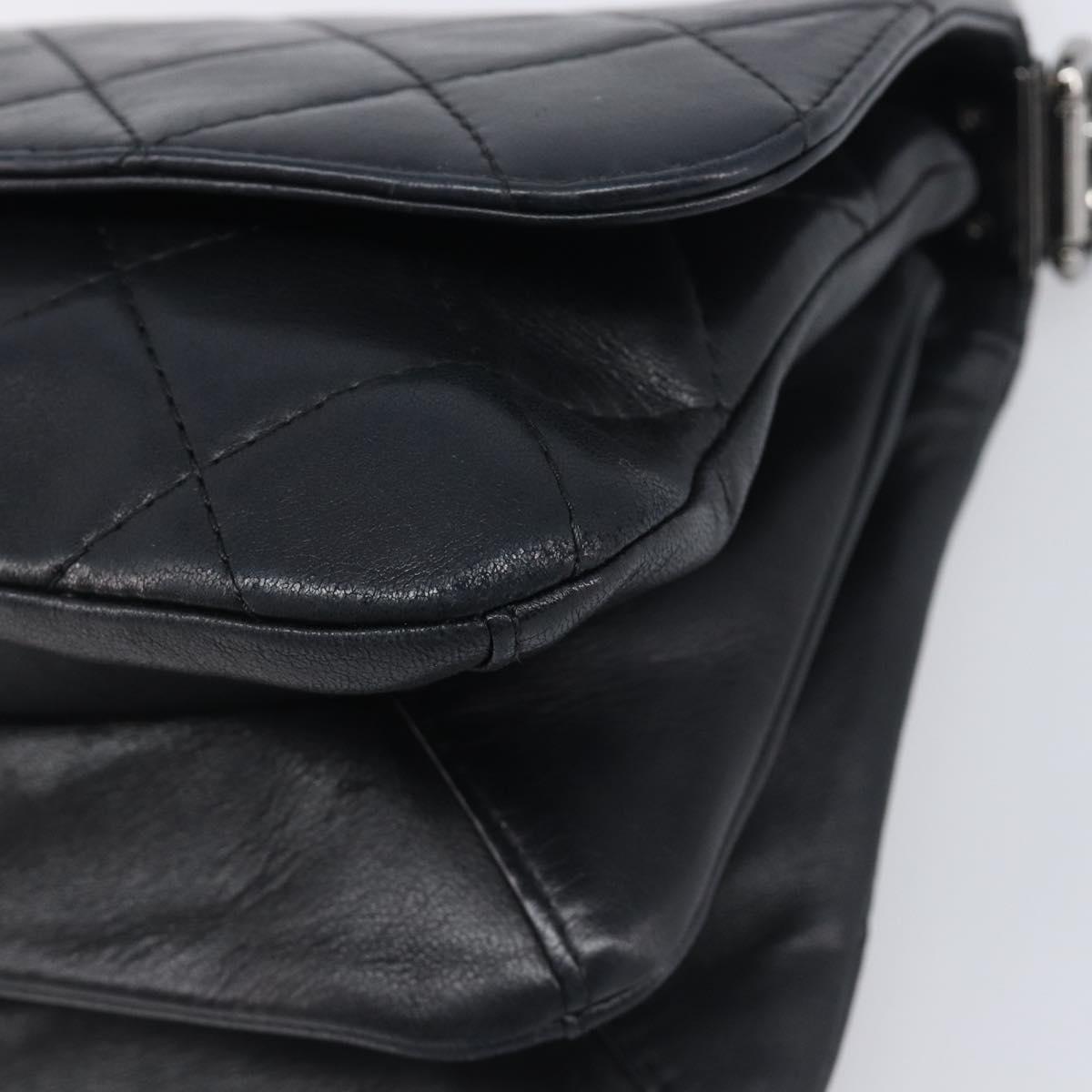 CHANEL Matelasse Chain Shoulder Bag Lamb Skin Black Silver CC Auth yk20835V
