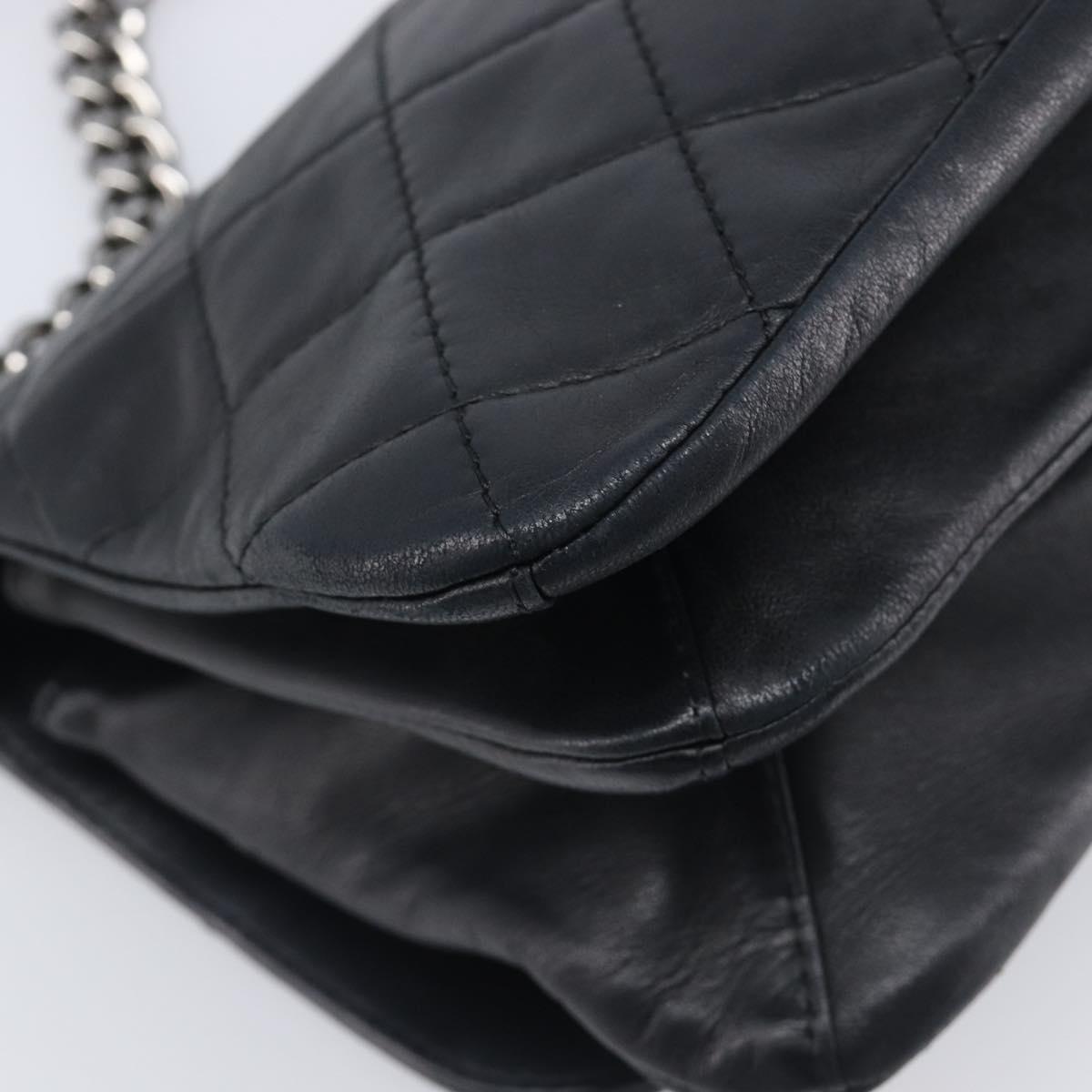 CHANEL Matelasse Chain Shoulder Bag Lamb Skin Black Silver CC Auth yk20835V