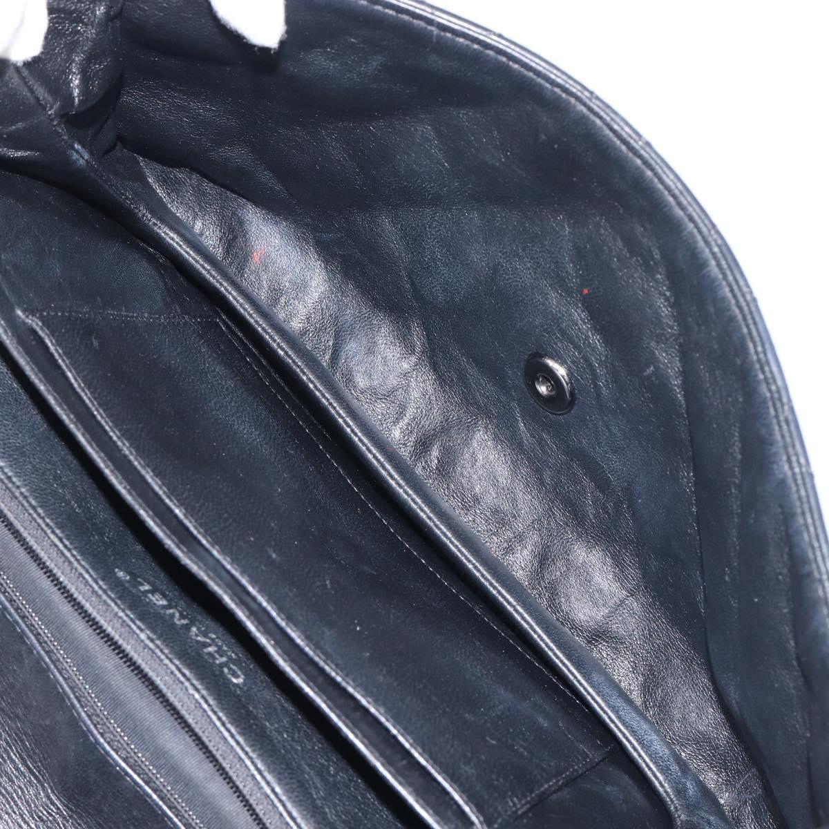 CHANEL Matelasse Chain Shoulder Bag Lamb Skin Black Silver CC Auth yk20835V