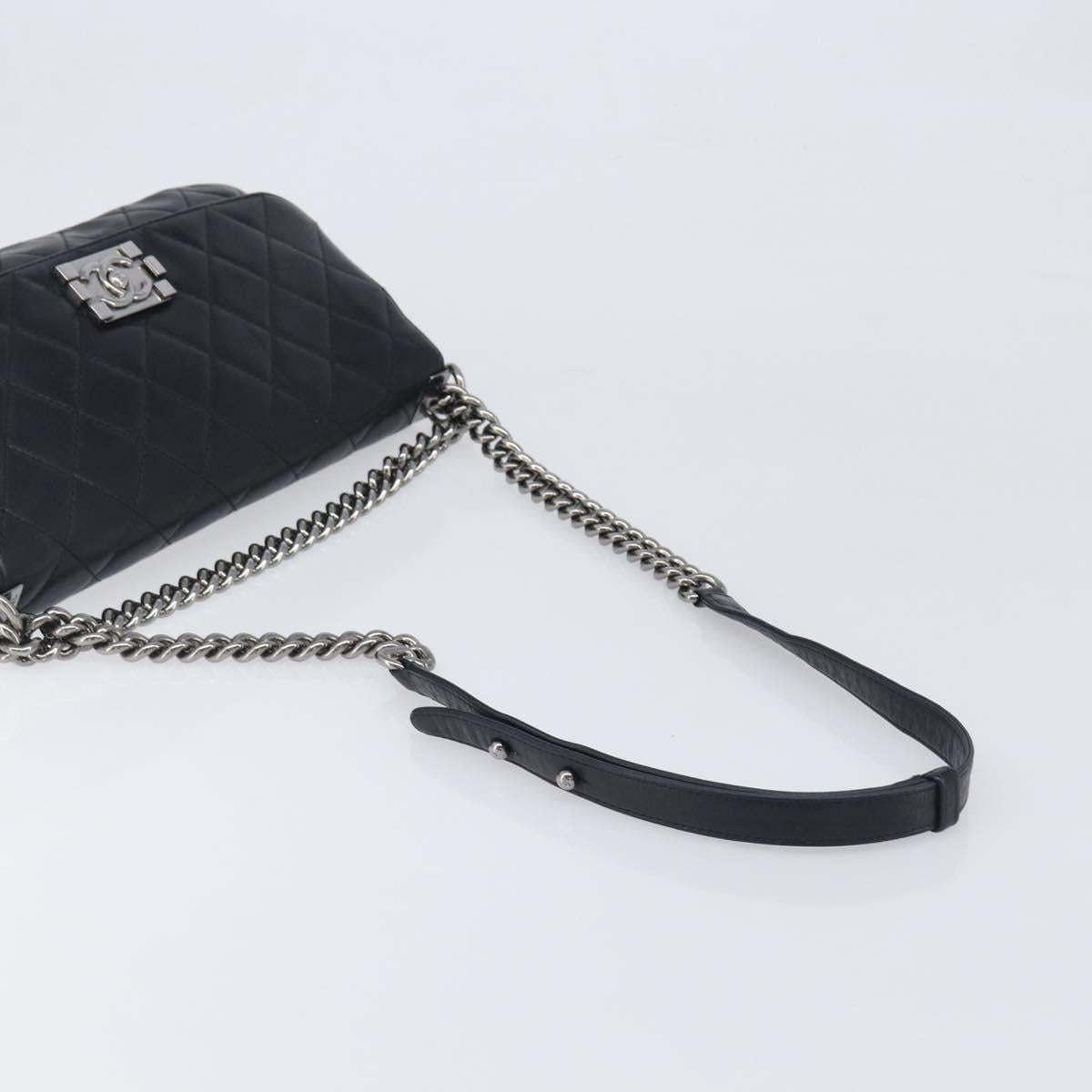 CHANEL Matelasse Chain Shoulder Bag Lamb Skin Black Silver CC Auth yk20835V