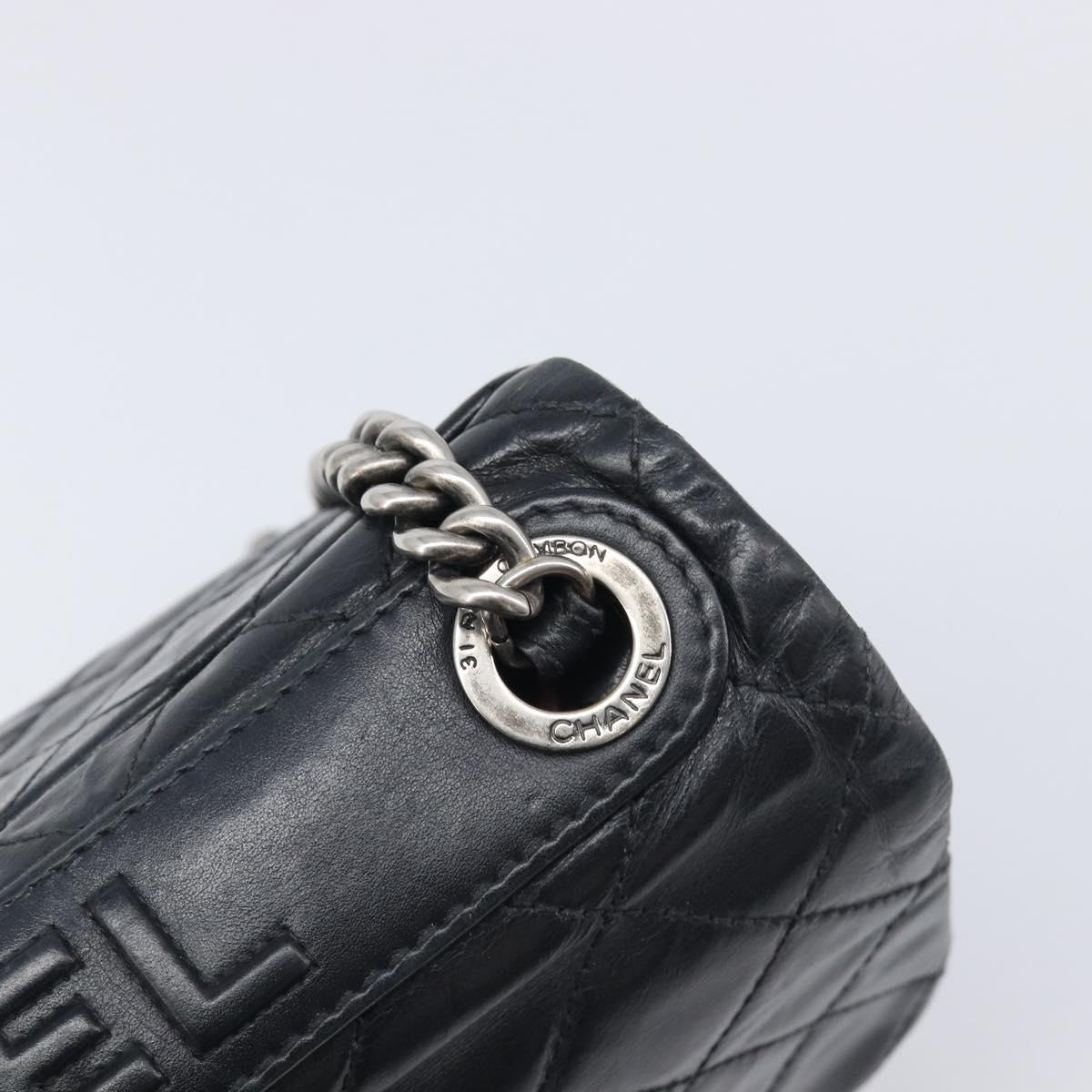 CHANEL Matelasse Chain Shoulder Bag Leather Black Silver CC Auth yk20837V