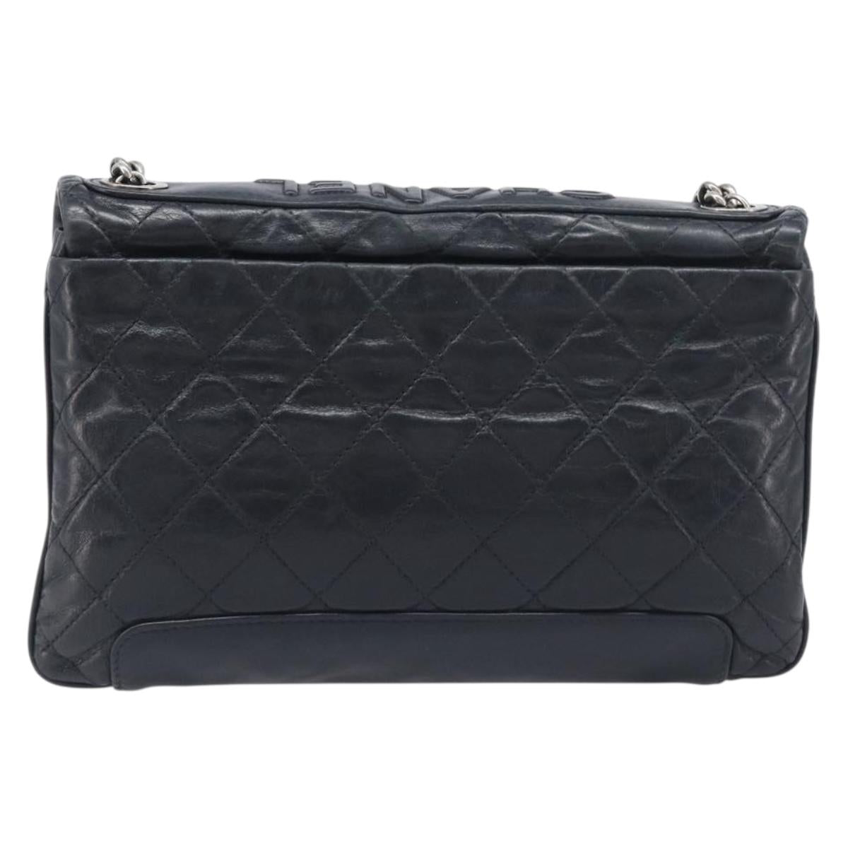 CHANEL Matelasse Chain Shoulder Bag Leather Black Silver CC Auth yk20837V