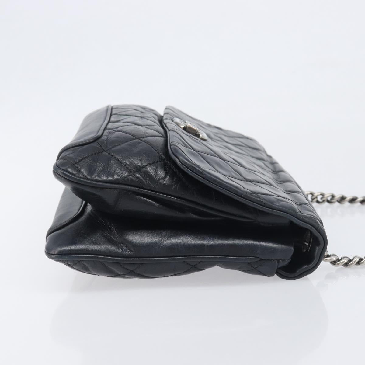 CHANEL Matelasse Chain Shoulder Bag Leather Black Silver CC Auth yk20837V