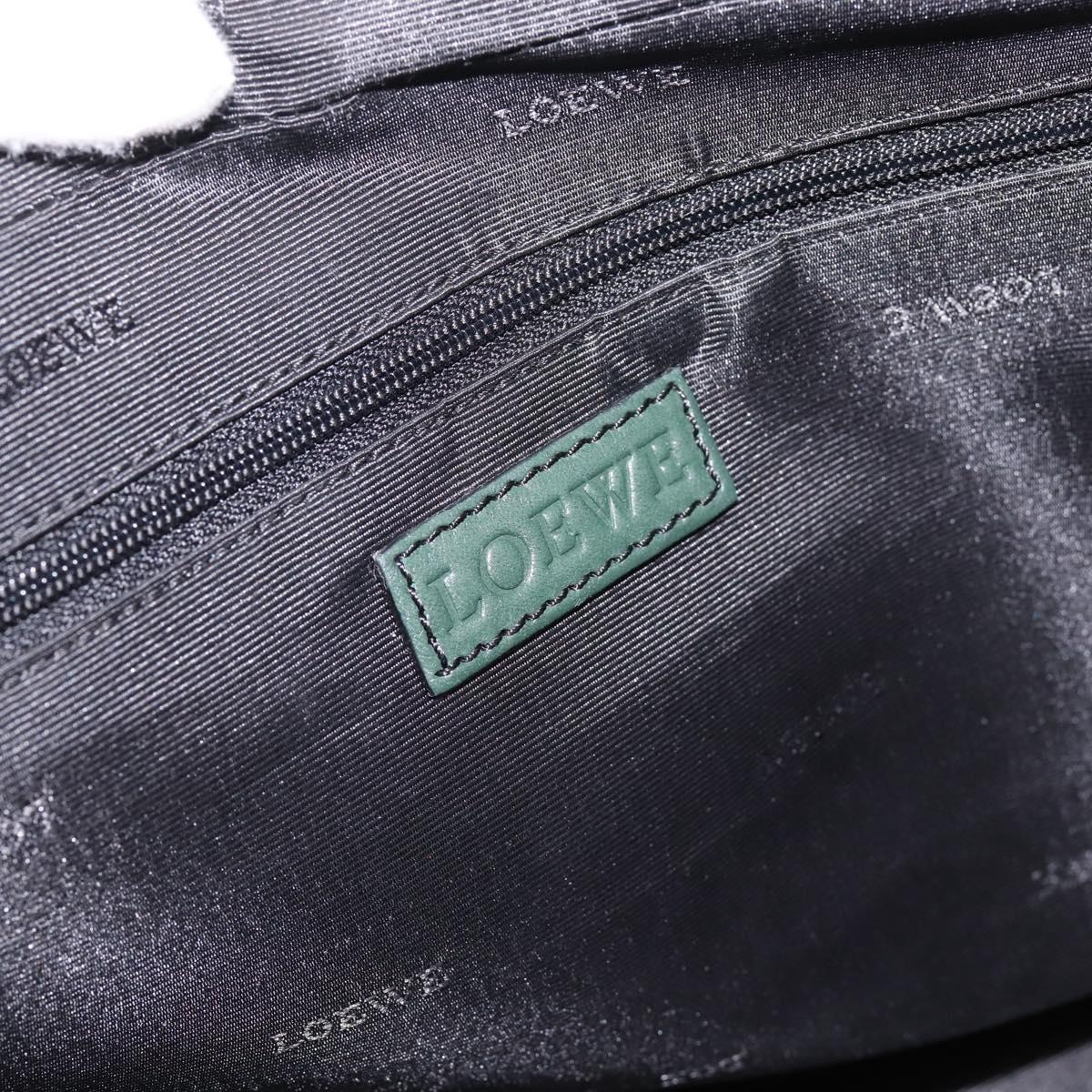 LOEWE Hand Bag Leather Green Silver Auth yk20838V