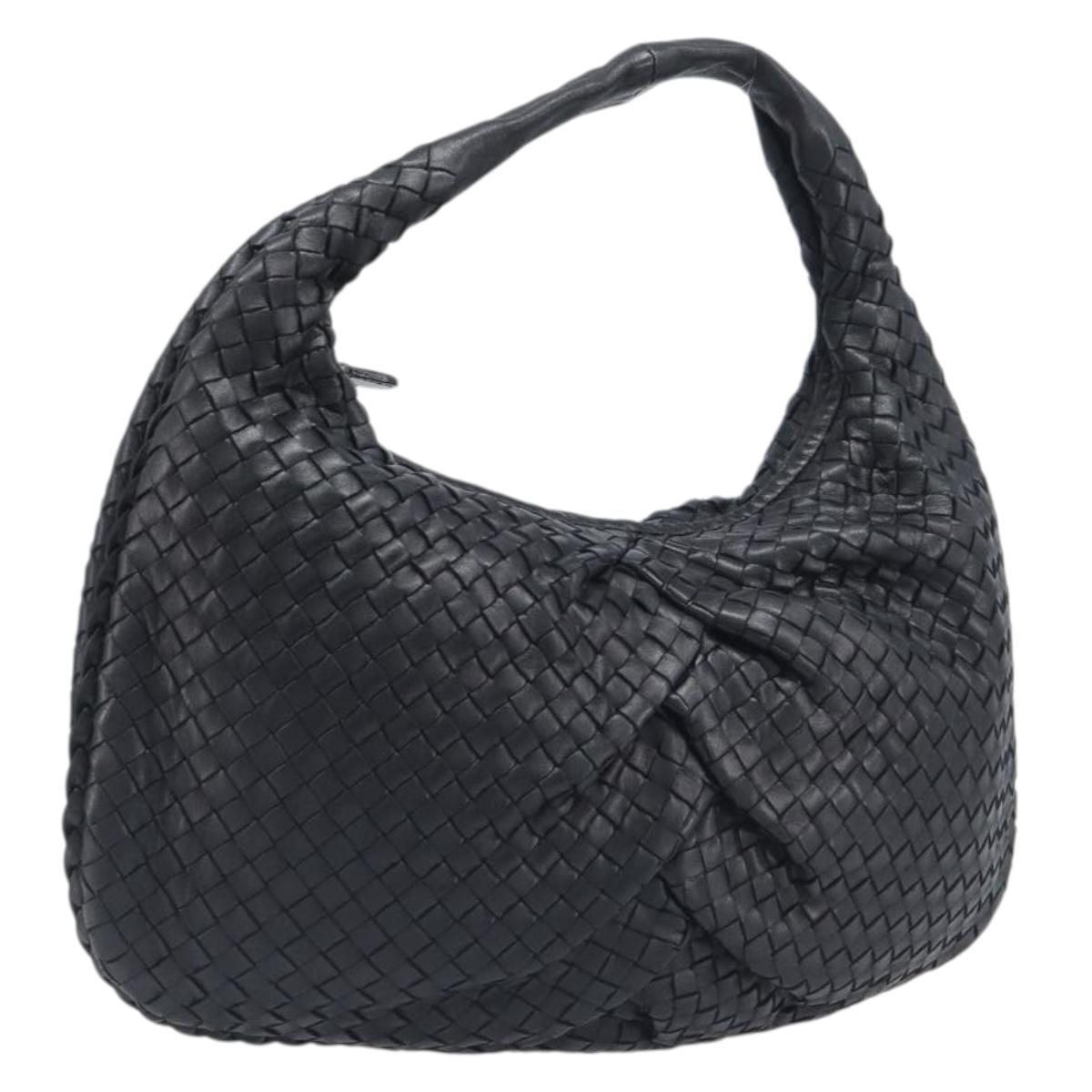 BOTTEGA VENETA INTRECCIATO Hobo Bag Leather Black 115653 Auth yk20840SAV
