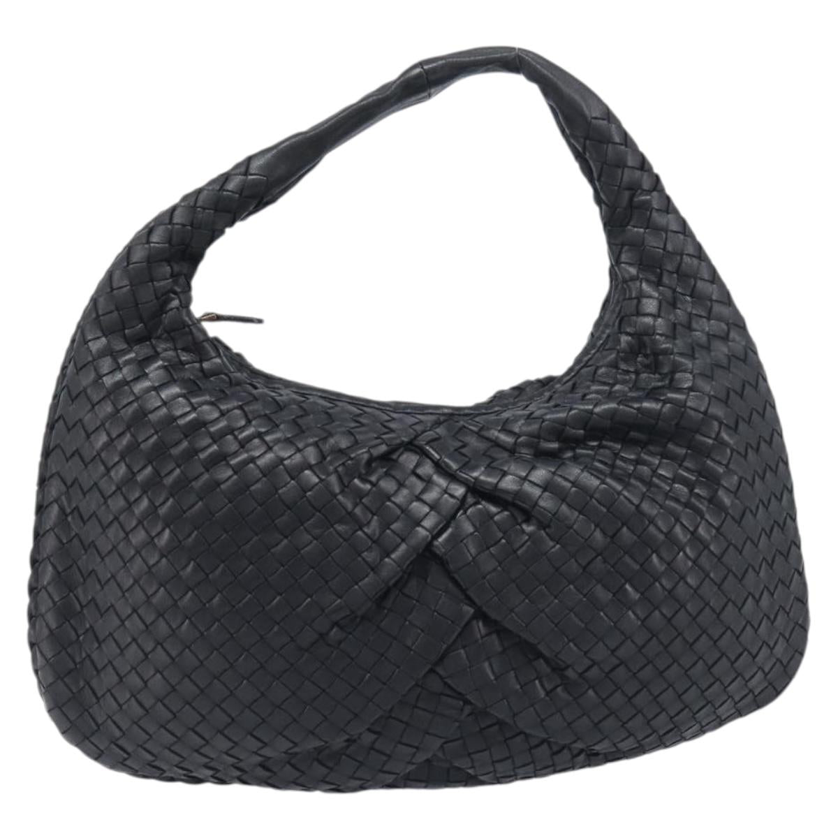 BOTTEGA VENETA INTRECCIATO Hobo Bag Leather Black 115653 Auth yk20840SAV