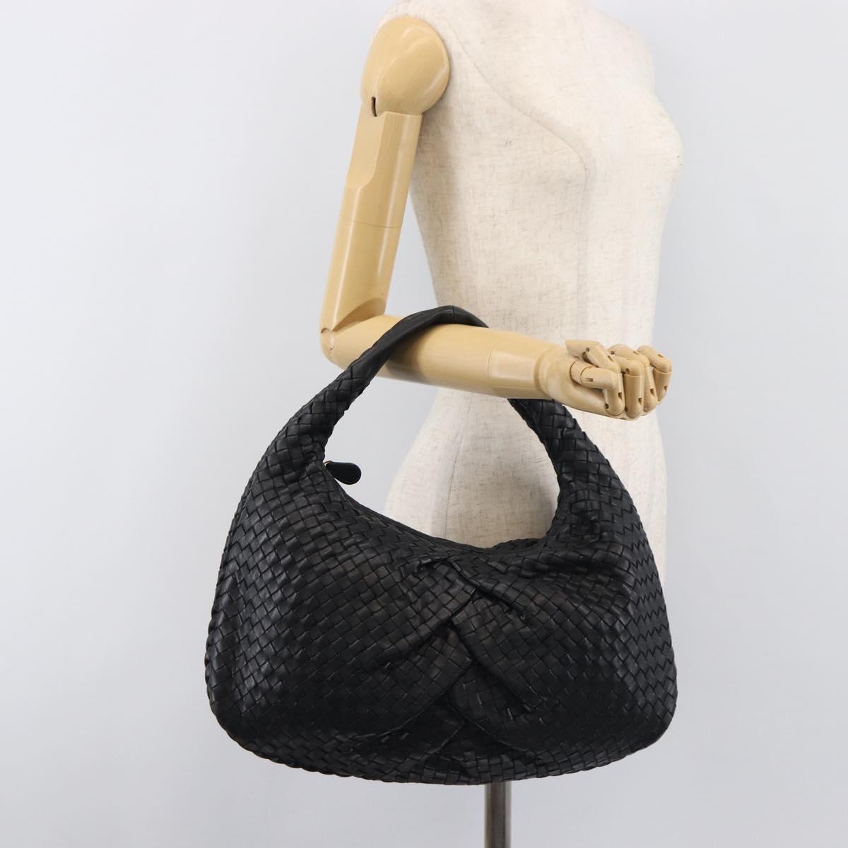 BOTTEGA VENETA INTRECCIATO Hobo Bag Leather Black 115653 Auth yk20840SAV