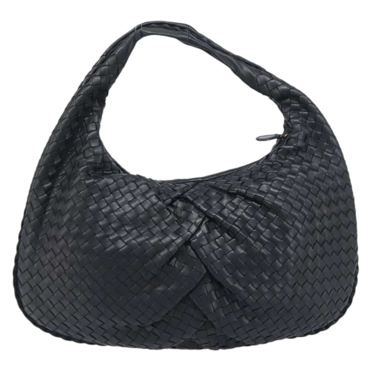 BOTTEGA VENETA INTRECCIATO Hobo Bag Leather Black 115653 Auth yk20840SAV