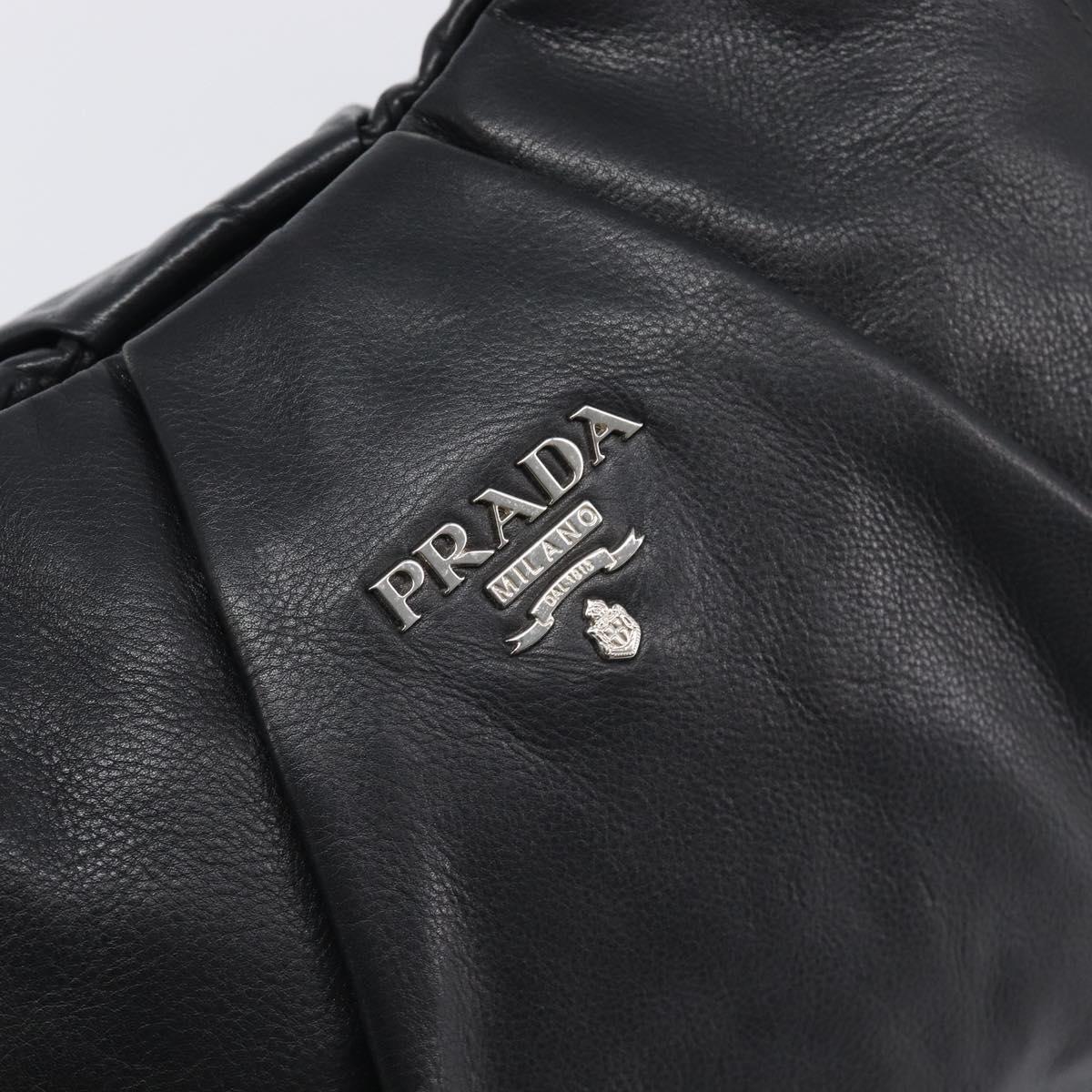 PRADA Shoulder Bag Leather Black Silver Auth yk20841SAV