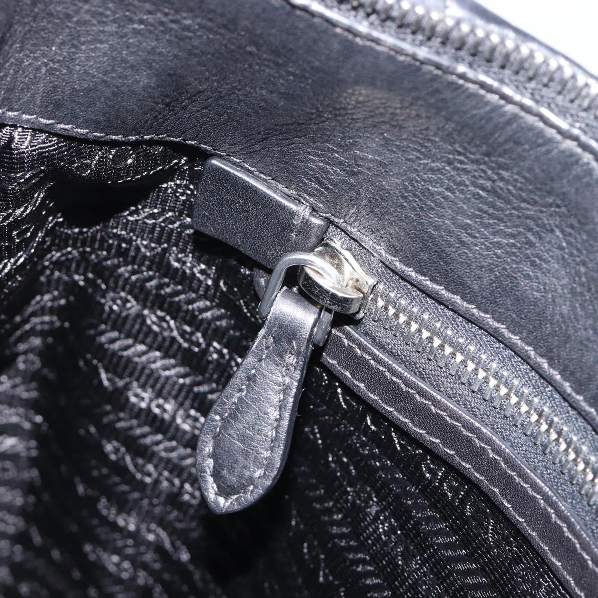 PRADA Shoulder Bag Leather Black Silver Auth yk20841SAV