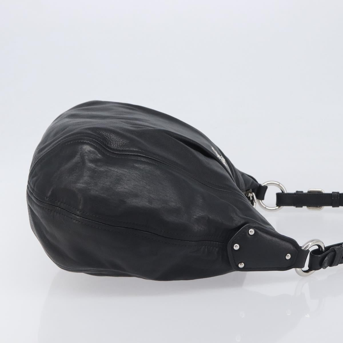PRADA Shoulder Bag Leather Black Silver Auth yk20841SAV