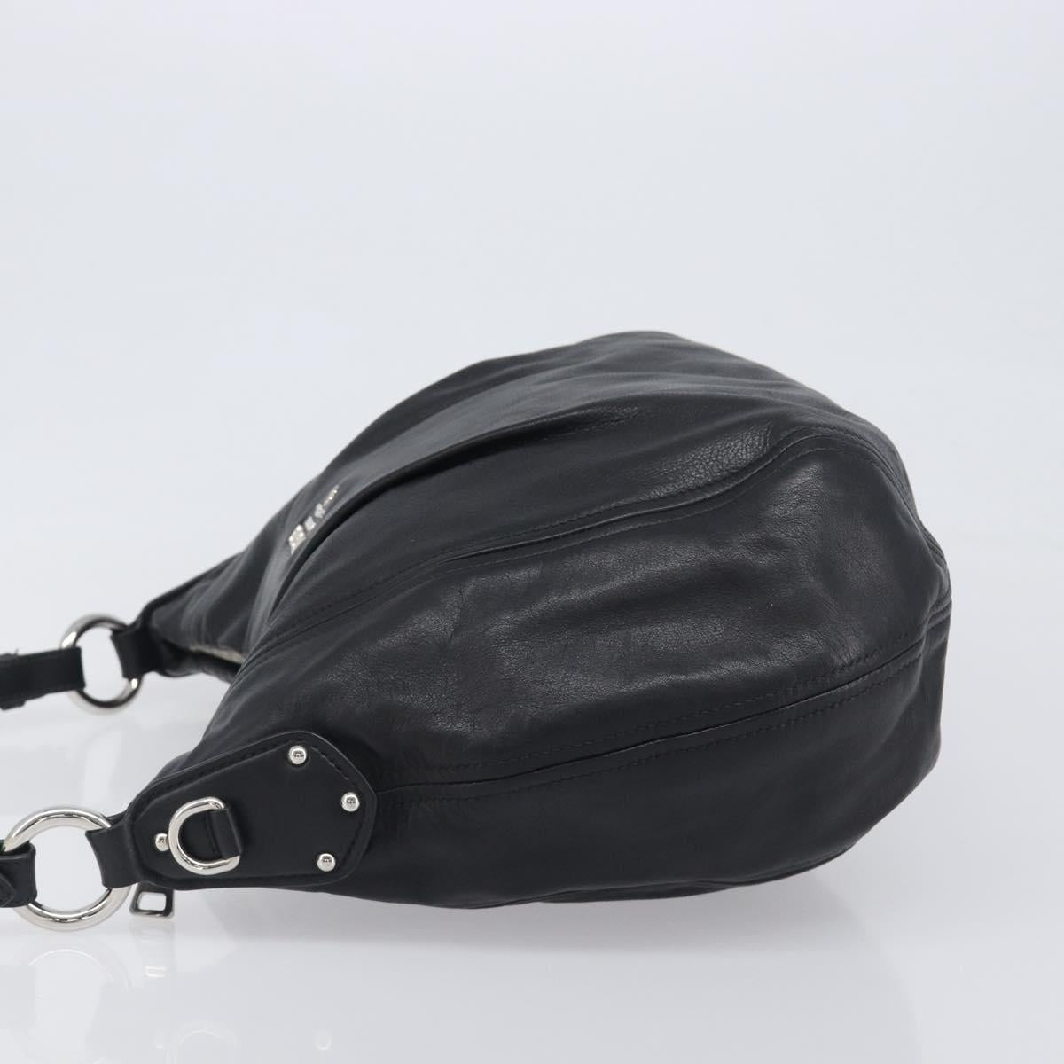 PRADA Shoulder Bag Leather Black Silver Auth yk20841SAV