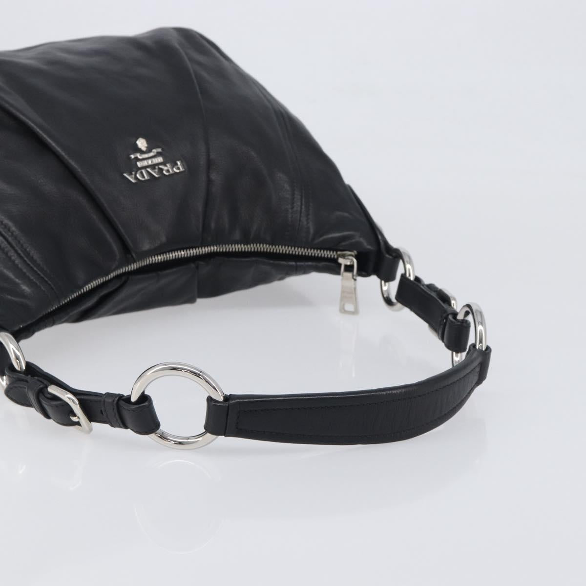 PRADA Shoulder Bag Leather Black Silver Auth yk20841SAV