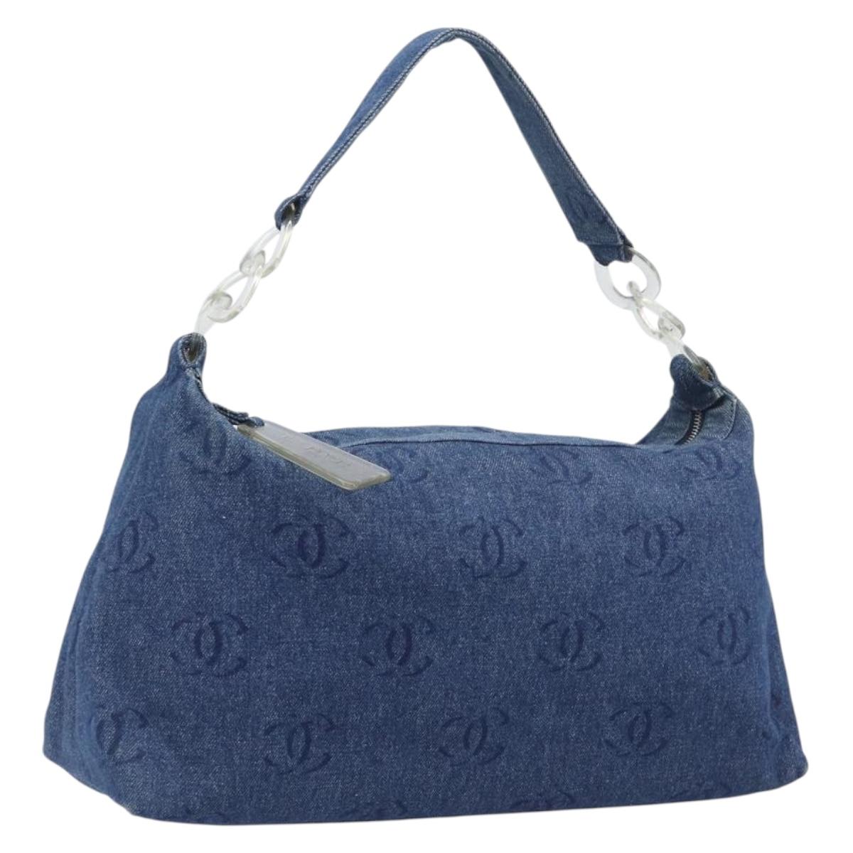 CHANEL COCO Mark Shoulder Bag Denim Blue Silver CC Auth yk20842V