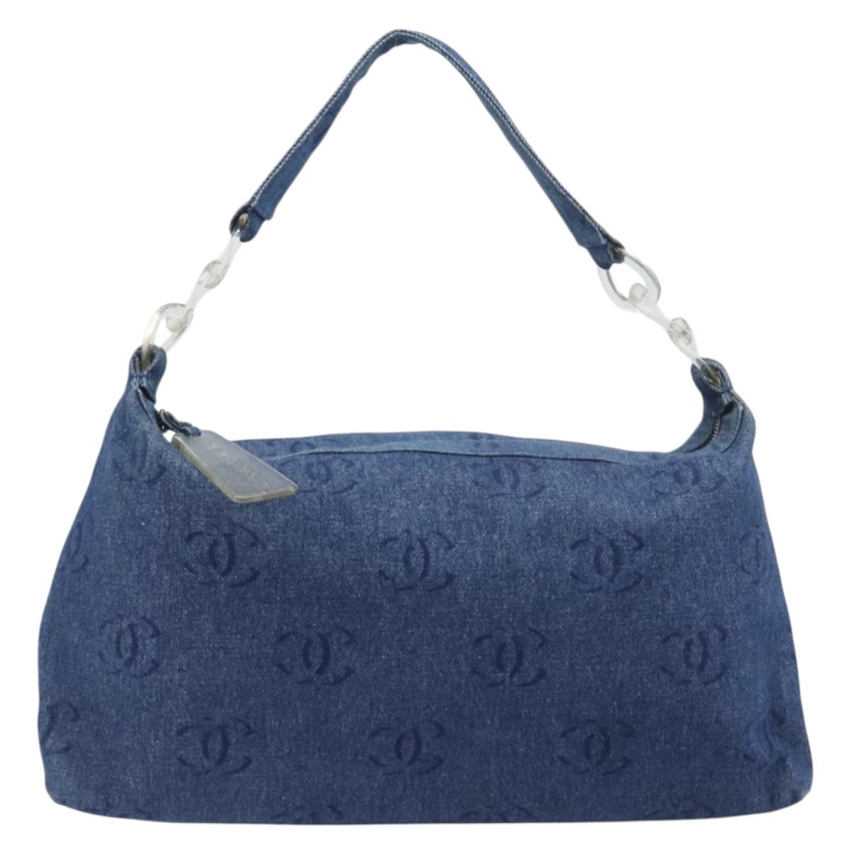 CHANEL COCO Mark Shoulder Bag Denim Blue Silver CC Auth yk20842V