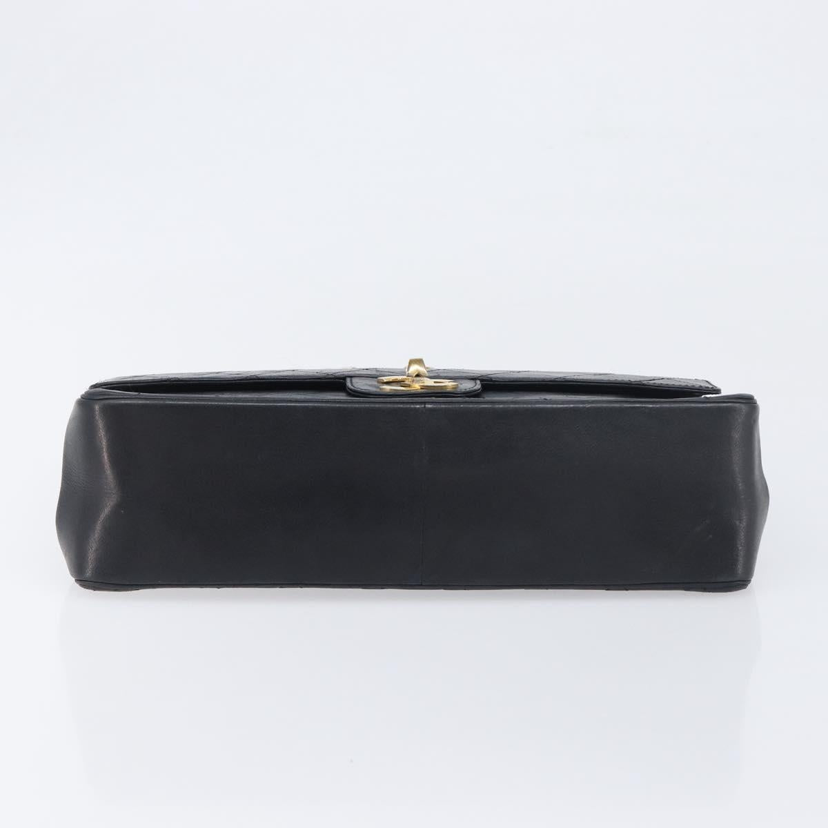CHANEL Matelasse Chain Hand Bag Lamb Skin Black Gold CC Auth yk20843V