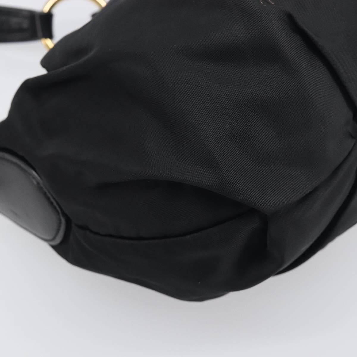 PRADA Shoulder Bag Nylon Black Gold Auth yk20847V