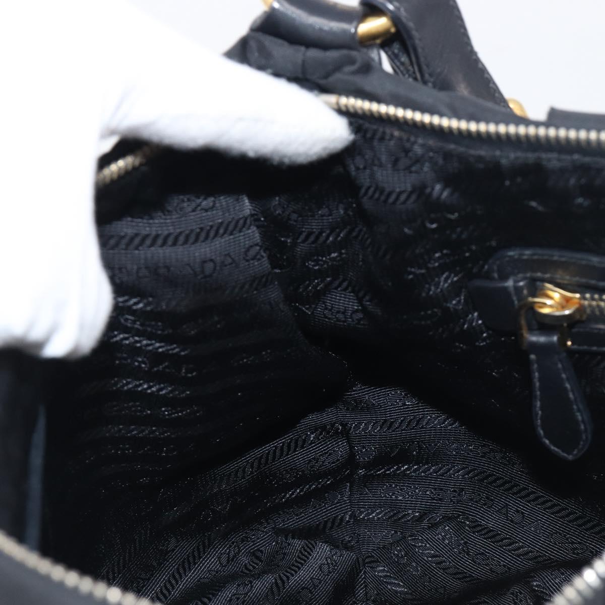 PRADA Shoulder Bag Nylon Black Gold Auth yk20847V