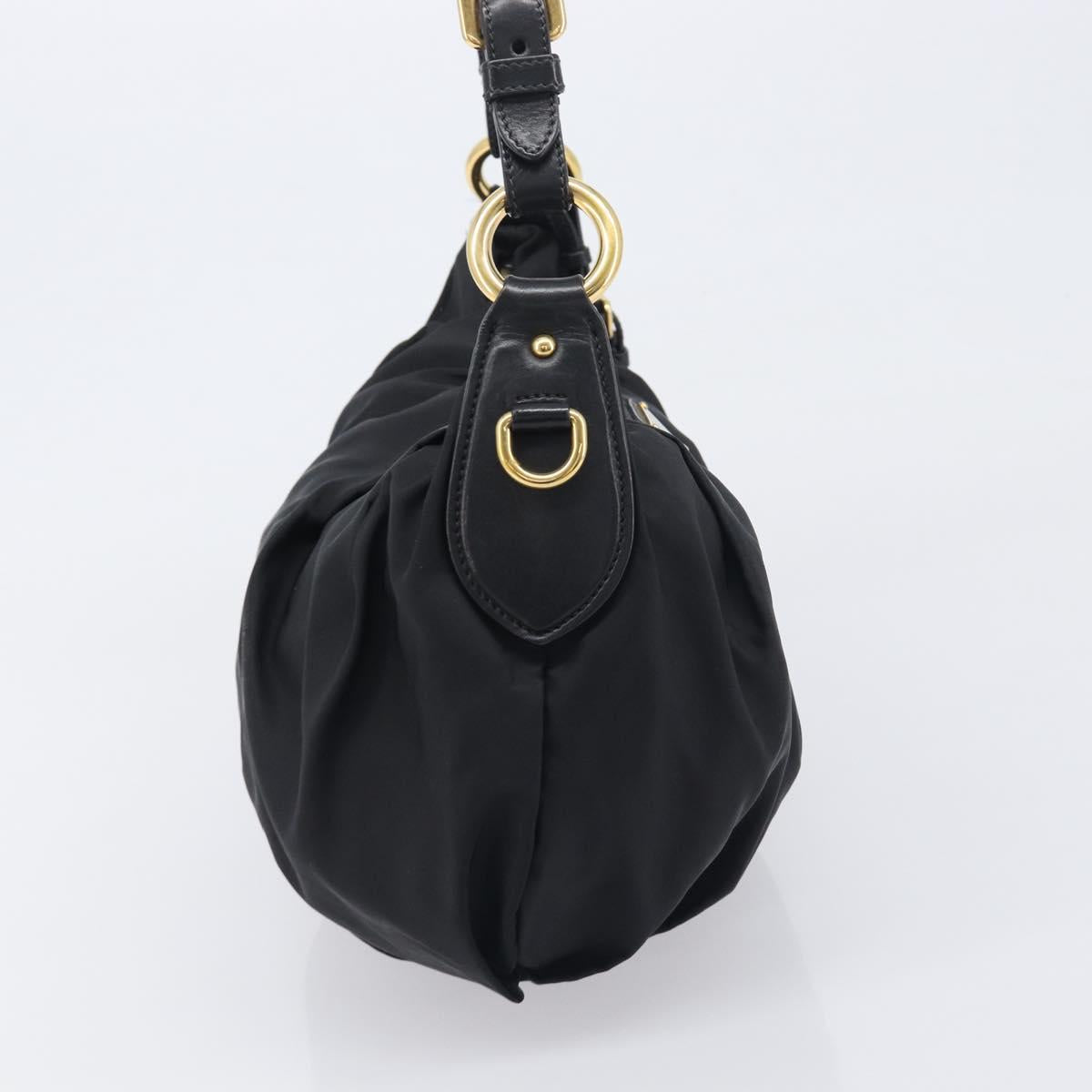 PRADA Shoulder Bag Nylon Black Gold Auth yk20847V