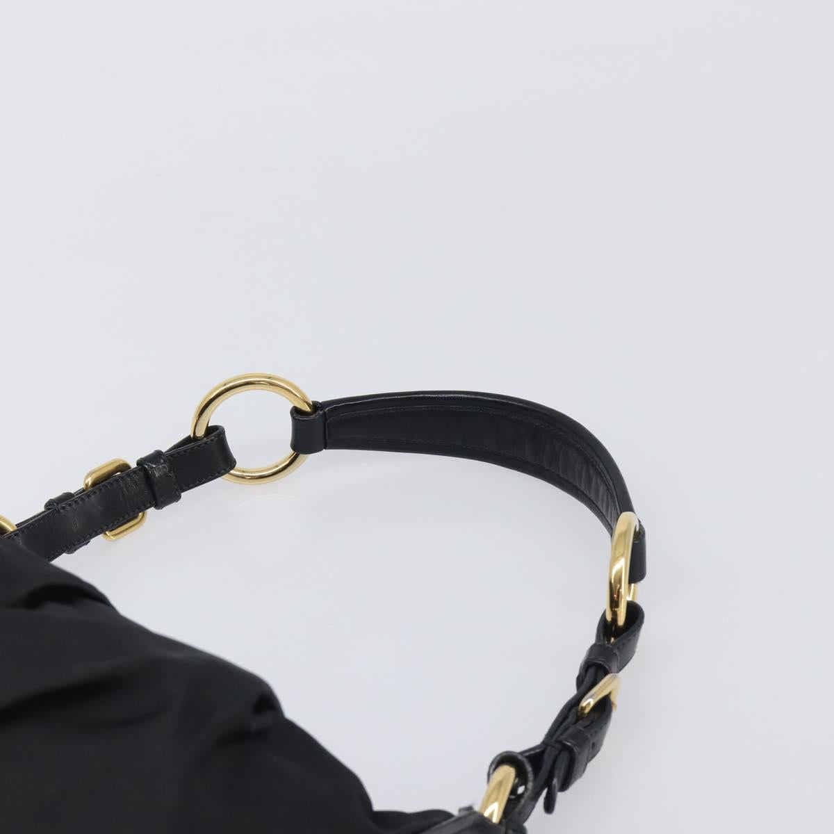 PRADA Shoulder Bag Nylon Black Gold Auth yk20847V