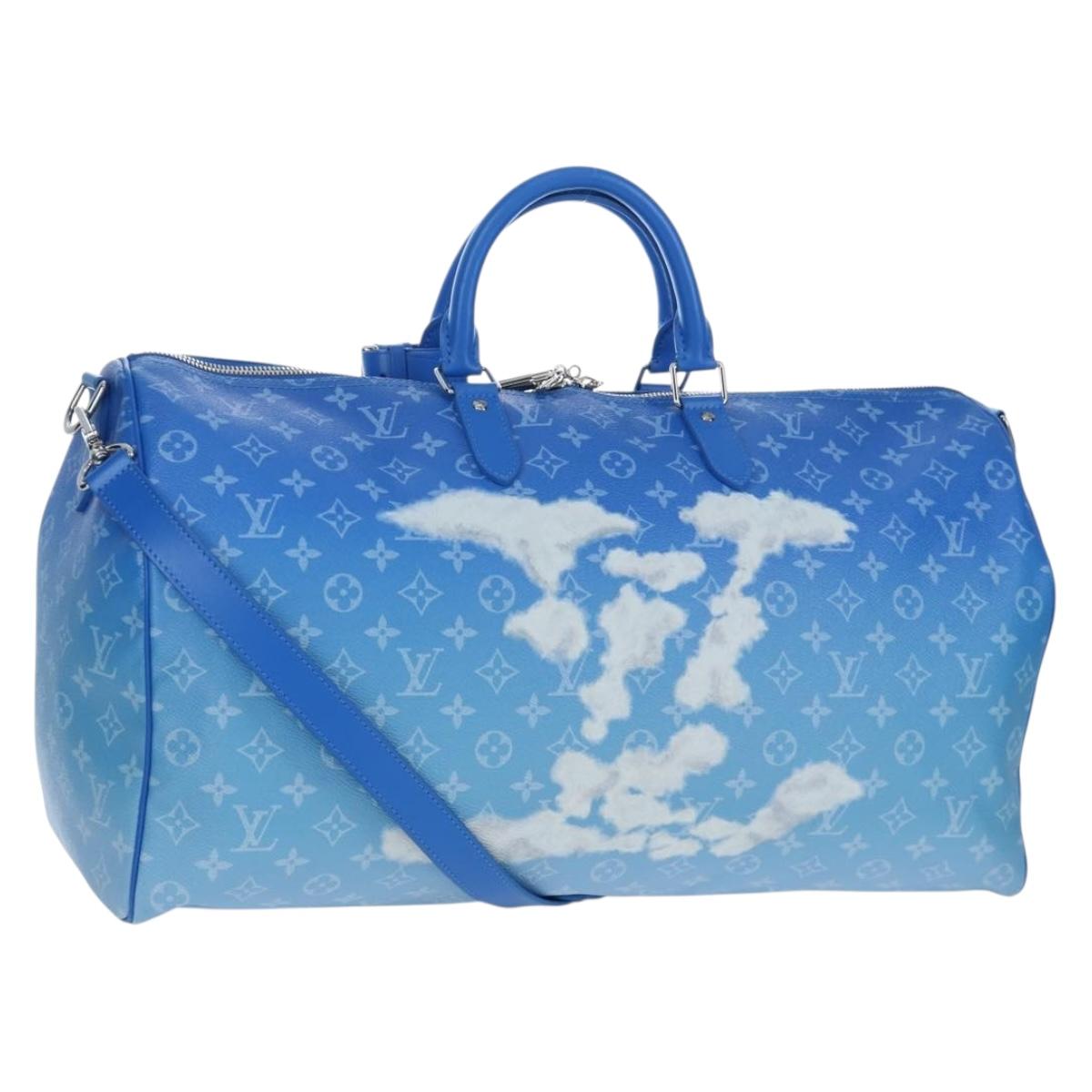 LOUIS VUITTON Monogram Crows Keepall Bandouliere 50 Blue M45428 Auth yk20850SAM