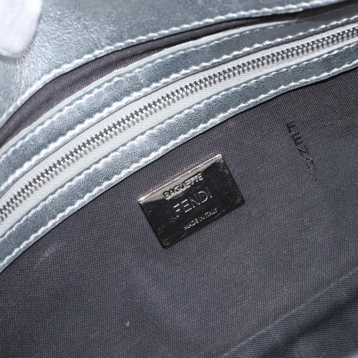 FENDI Zucca Mamma Baguette Shoulder Bag Leather Silver 8BR600 Auth yk20852SAM