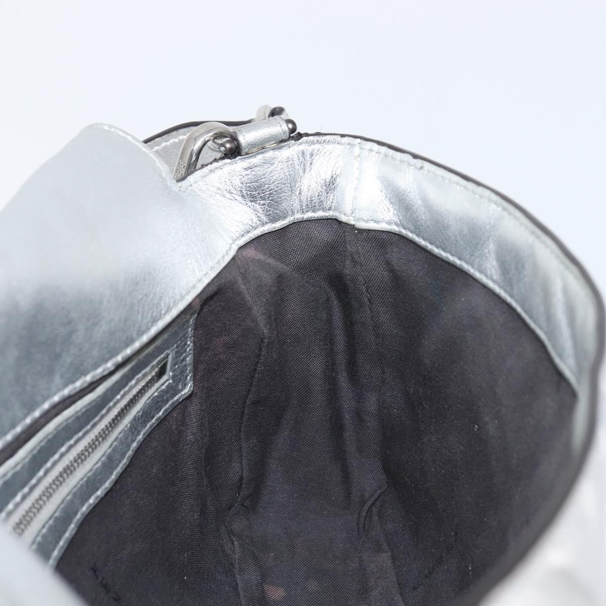 FENDI Zucca Mamma Baguette Shoulder Bag Leather Silver 8BR600 Auth yk20852SAM