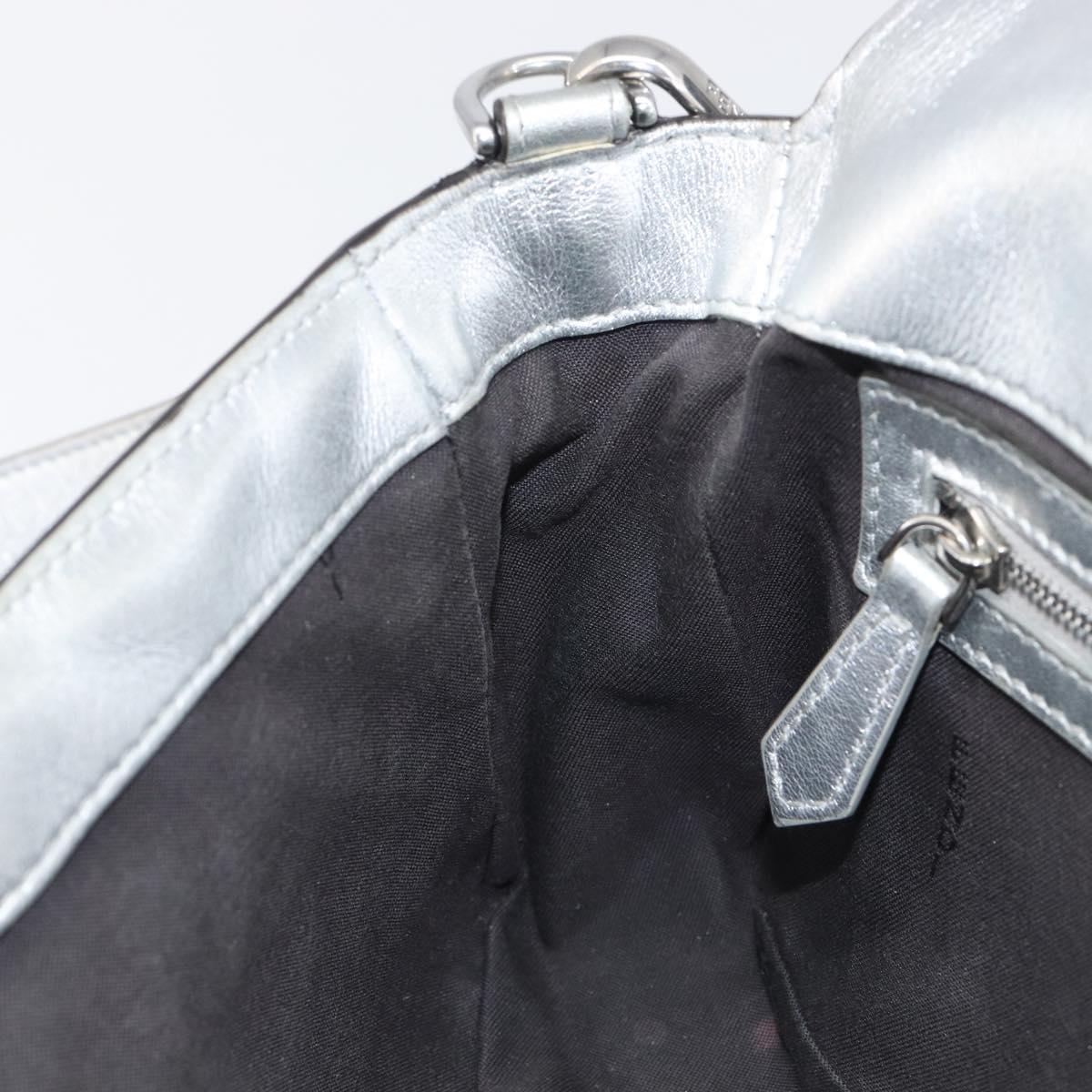 FENDI Zucca Mamma Baguette Shoulder Bag Leather Silver 8BR600 Auth yk20852SAM