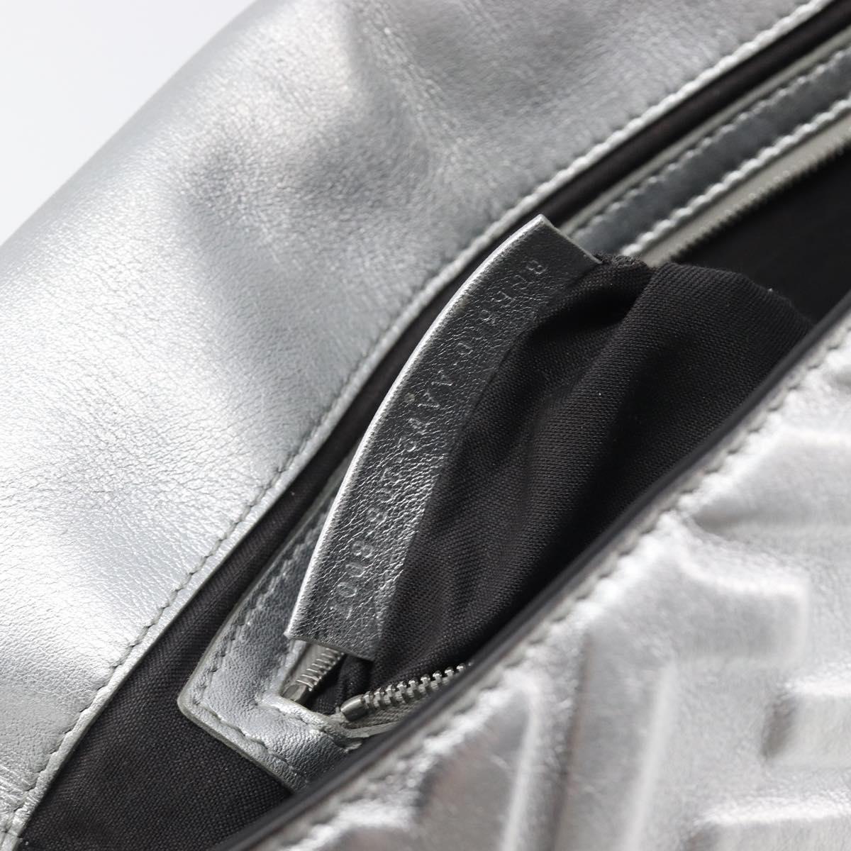 FENDI Zucca Mamma Baguette Shoulder Bag Leather Silver 8BR600 Auth yk20852SAM