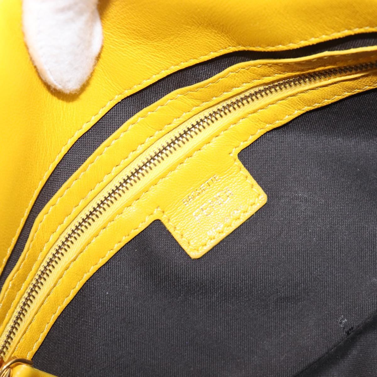 FENDI Zucca Mamma Baguette Shoulder Bag Leather Yellow 8BR600 Auth yk20853SAM
