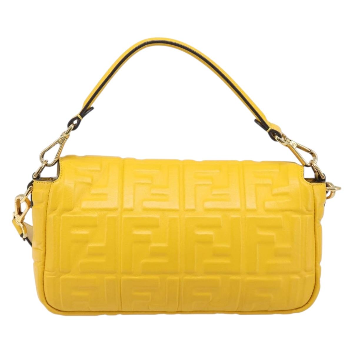 FENDI Zucca Mamma Baguette Shoulder Bag Leather Yellow 8BR600 Auth yk20853SAM