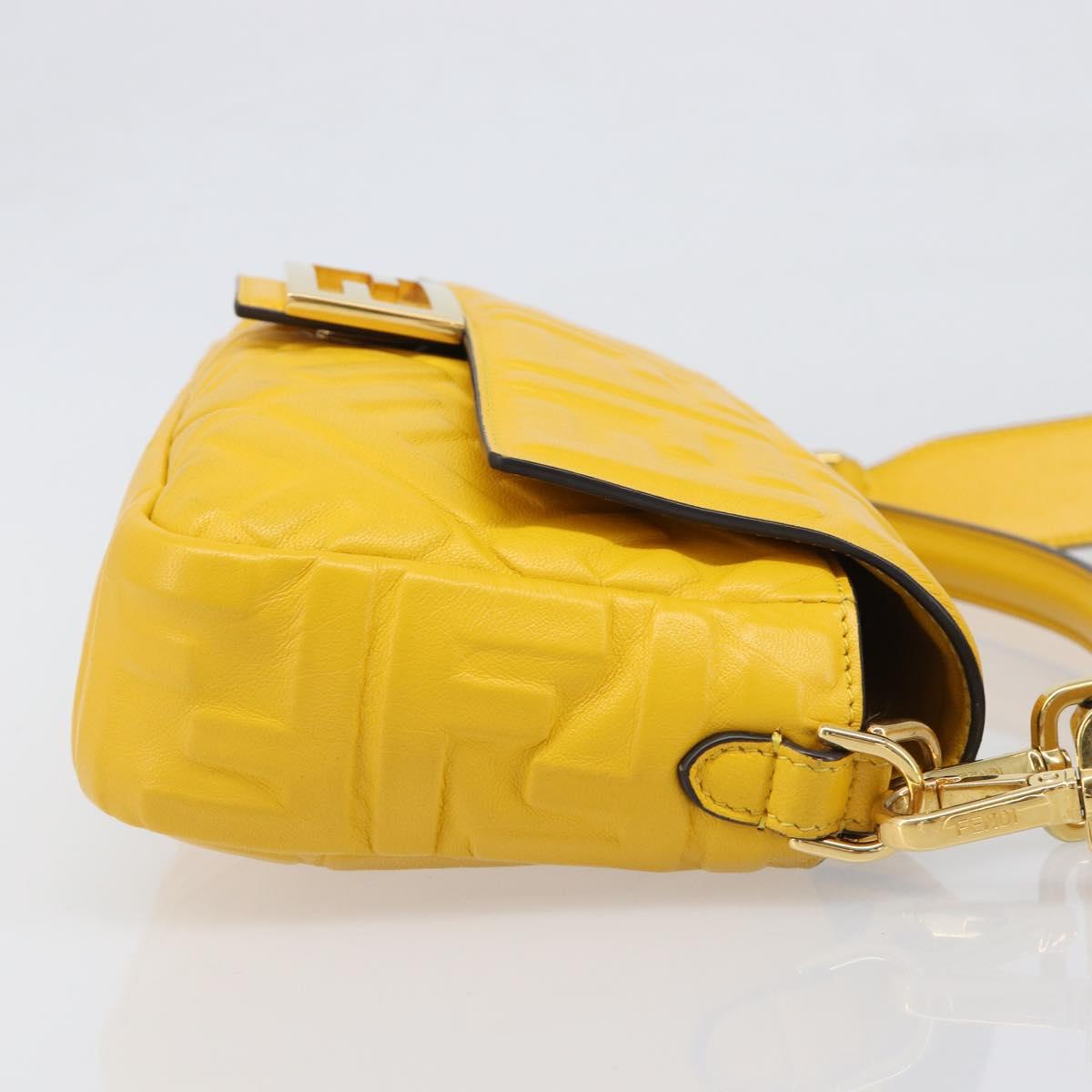 FENDI Zucca Mamma Baguette Shoulder Bag Leather Yellow 8BR600 Auth yk20853SAM