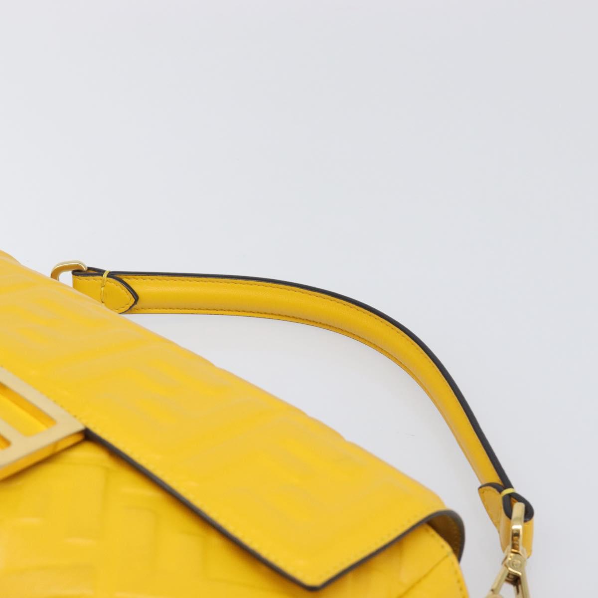 FENDI Zucca Mamma Baguette Shoulder Bag Leather Yellow 8BR600 Auth yk20853SAM