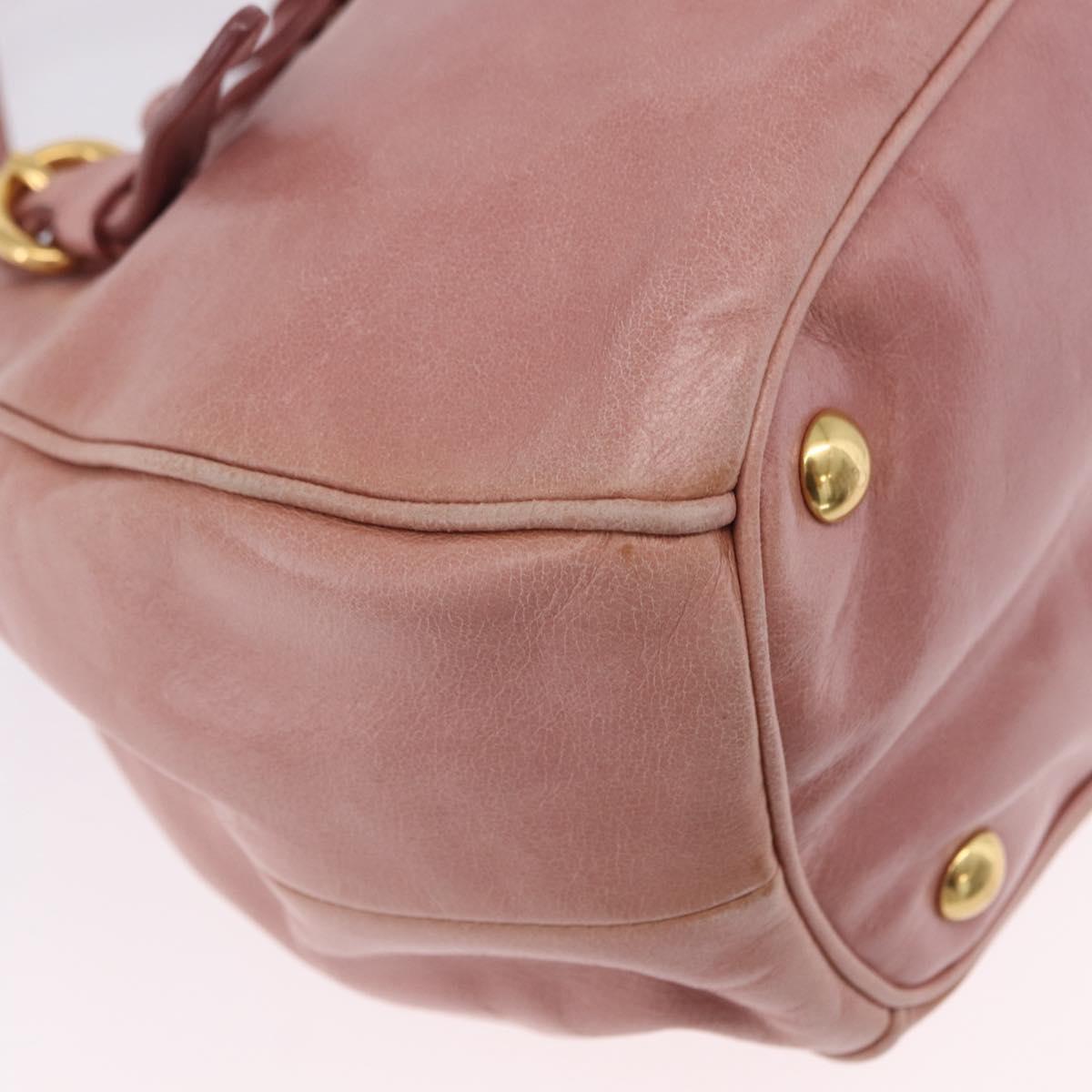 Miu Miu Hand Bag Leather 2way Pink Gold Auth yk20856V