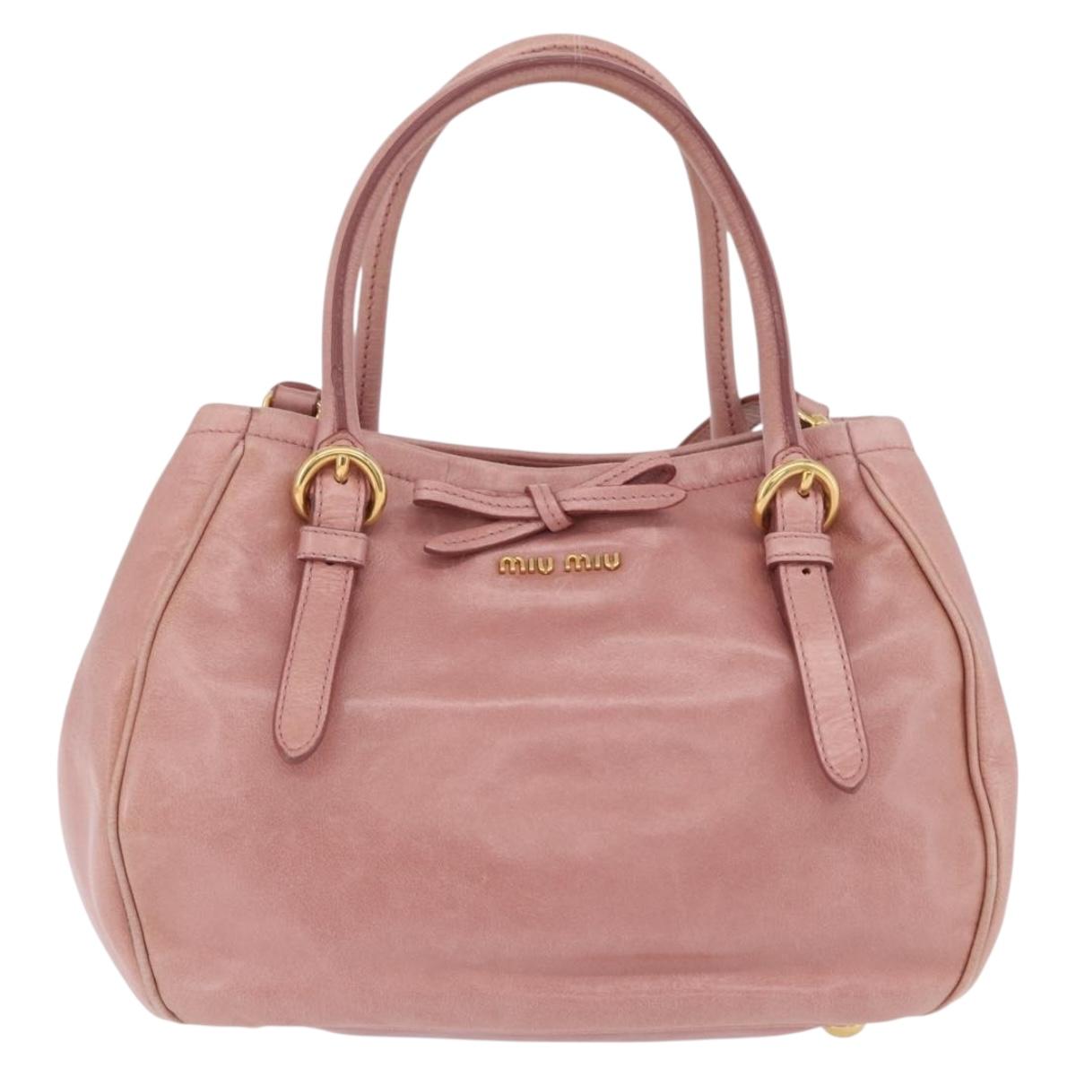 Miu Miu Hand Bag Leather 2way Pink Gold Auth yk20856V