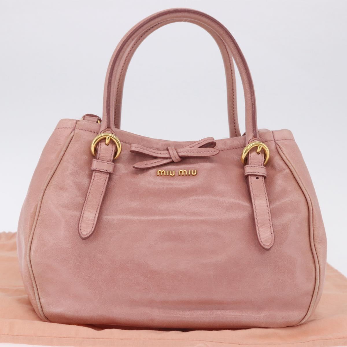 Miu Miu Hand Bag Leather 2way Pink Gold Auth yk20856V
