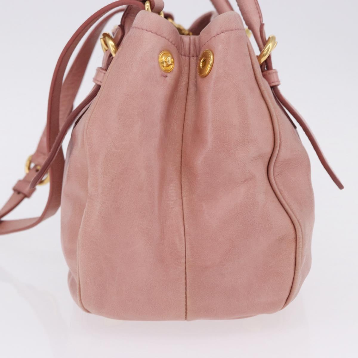 Miu Miu Hand Bag Leather 2way Pink Gold Auth yk20856V