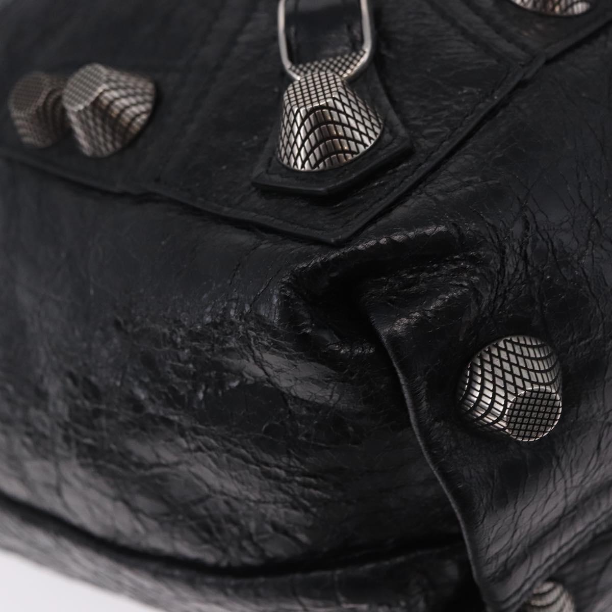 BALENCIAGA Lucagol Shopper Hand Bag Leather Black Silver 780976 Auth yk20857SAM