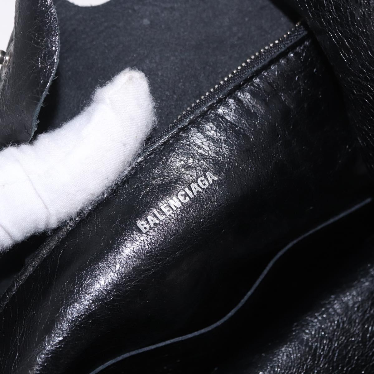 BALENCIAGA Lucagol Shopper Hand Bag Leather Black Silver 780976 Auth yk20857SAM