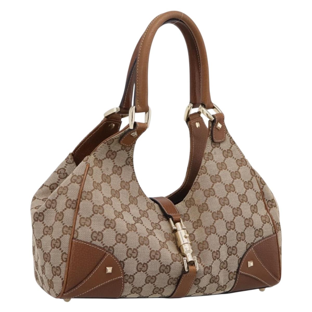 GUCCI GG Canvas Jackie Shoulder Bag Beige Gold 124407 Auth yk20858SAV