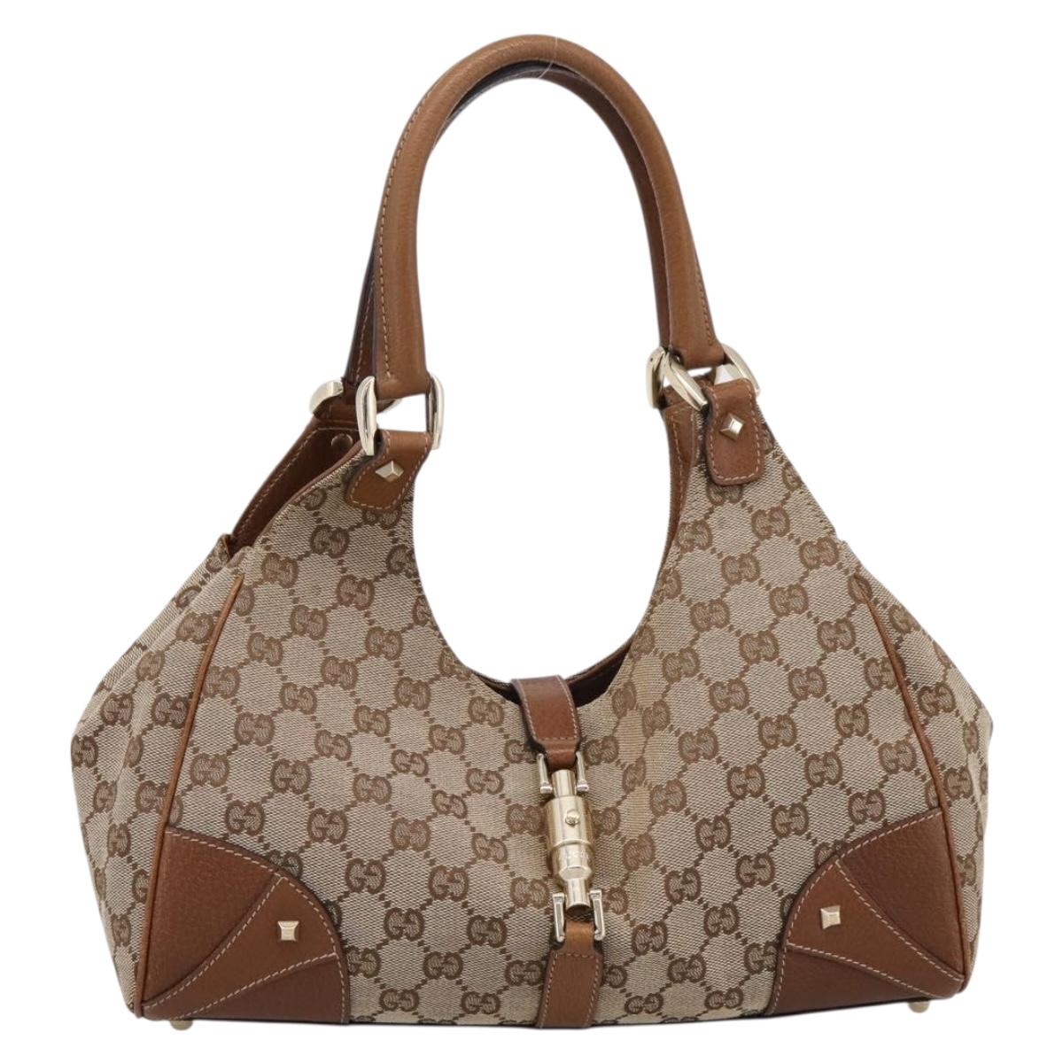 GUCCI GG Canvas Jackie Shoulder Bag Beige Gold 124407 Auth yk20858SAV