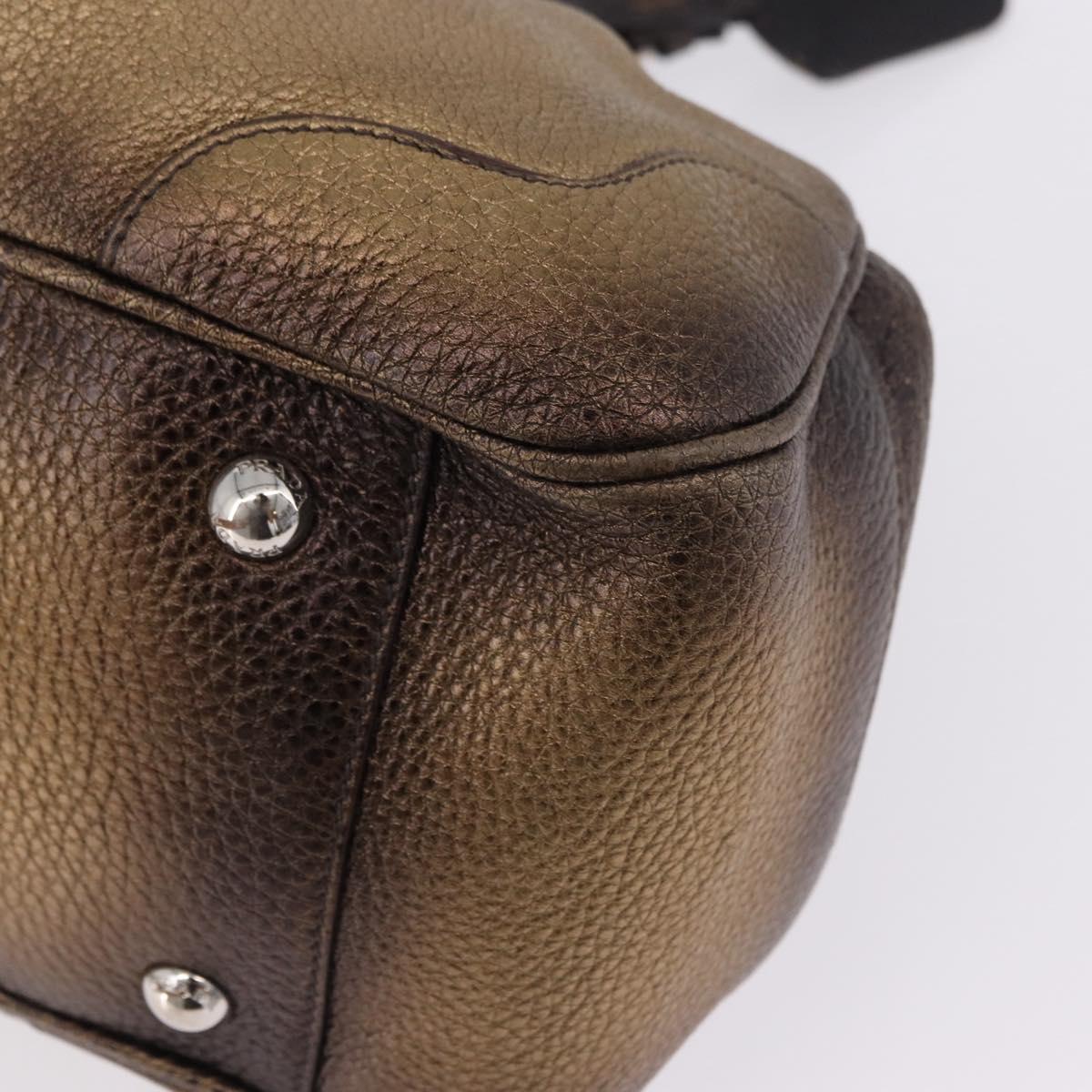 PRADA Hand Bag Leather Gold Tone Auth yk20860V