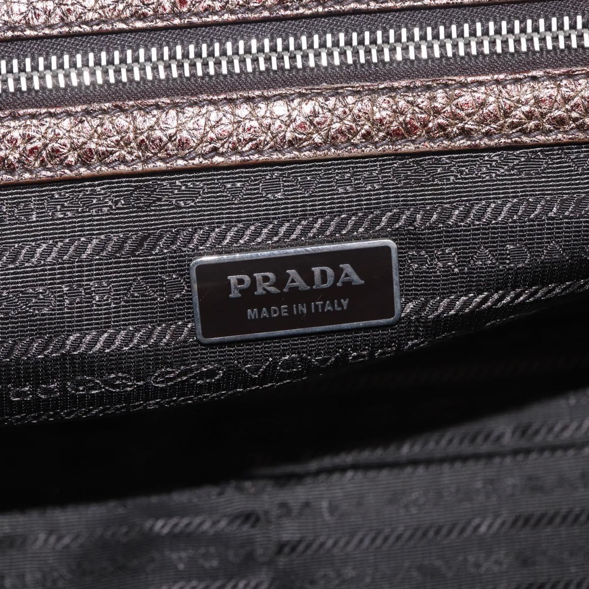 PRADA Hand Bag Leather Gold Tone Auth yk20860V