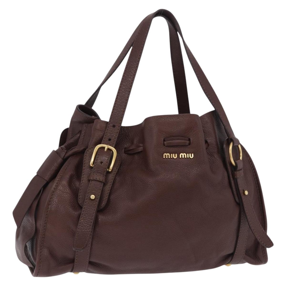 Miu Miu Shoulder Bag Leather Gold Brown Auth yk20861SAM