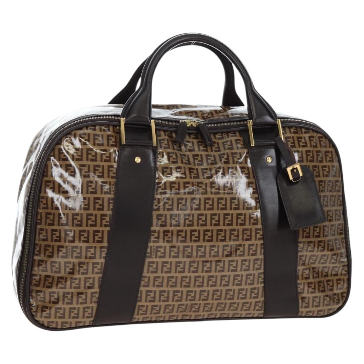 FENDI Zucchino Canvas Boston Bag Coated Canvas 2way Beige Gold Auth yk20862V