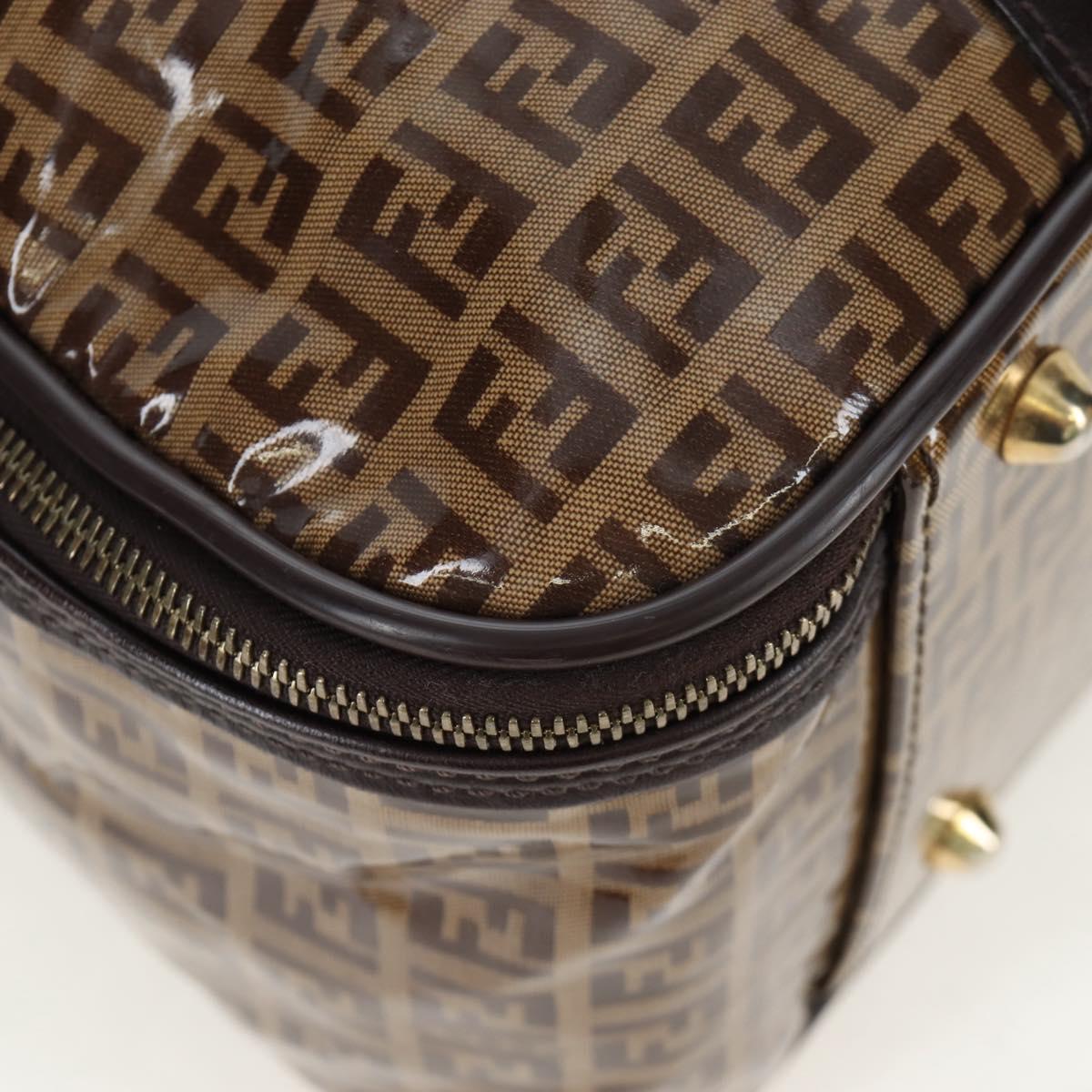FENDI Zucchino Canvas Boston Bag Coated Canvas 2way Beige Gold Auth yk20862V