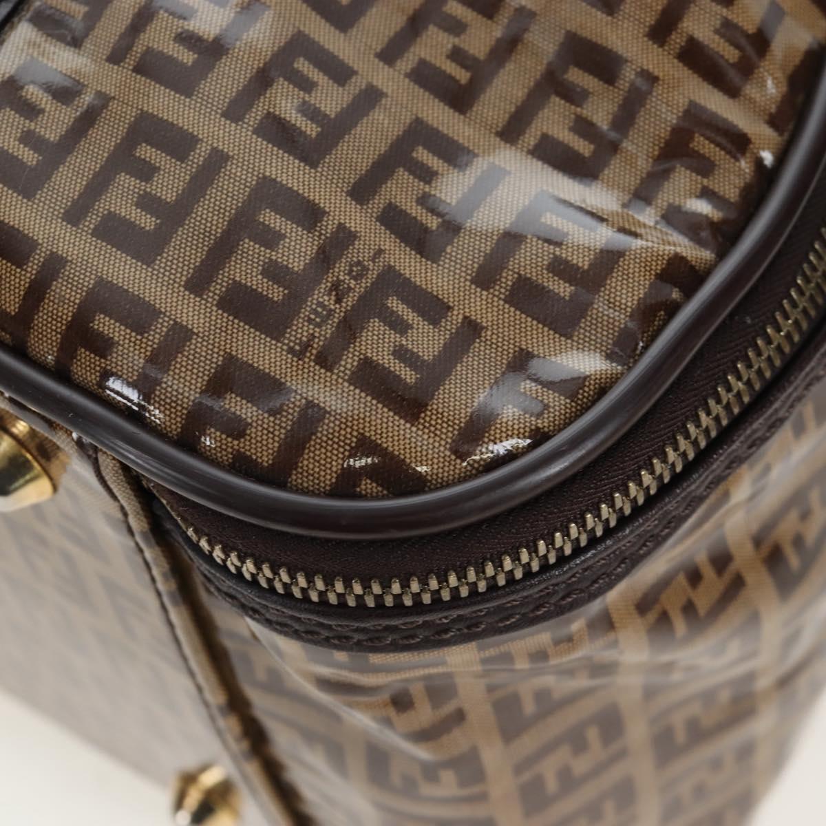 FENDI Zucchino Canvas Boston Bag Coated Canvas 2way Beige Gold Auth yk20862V