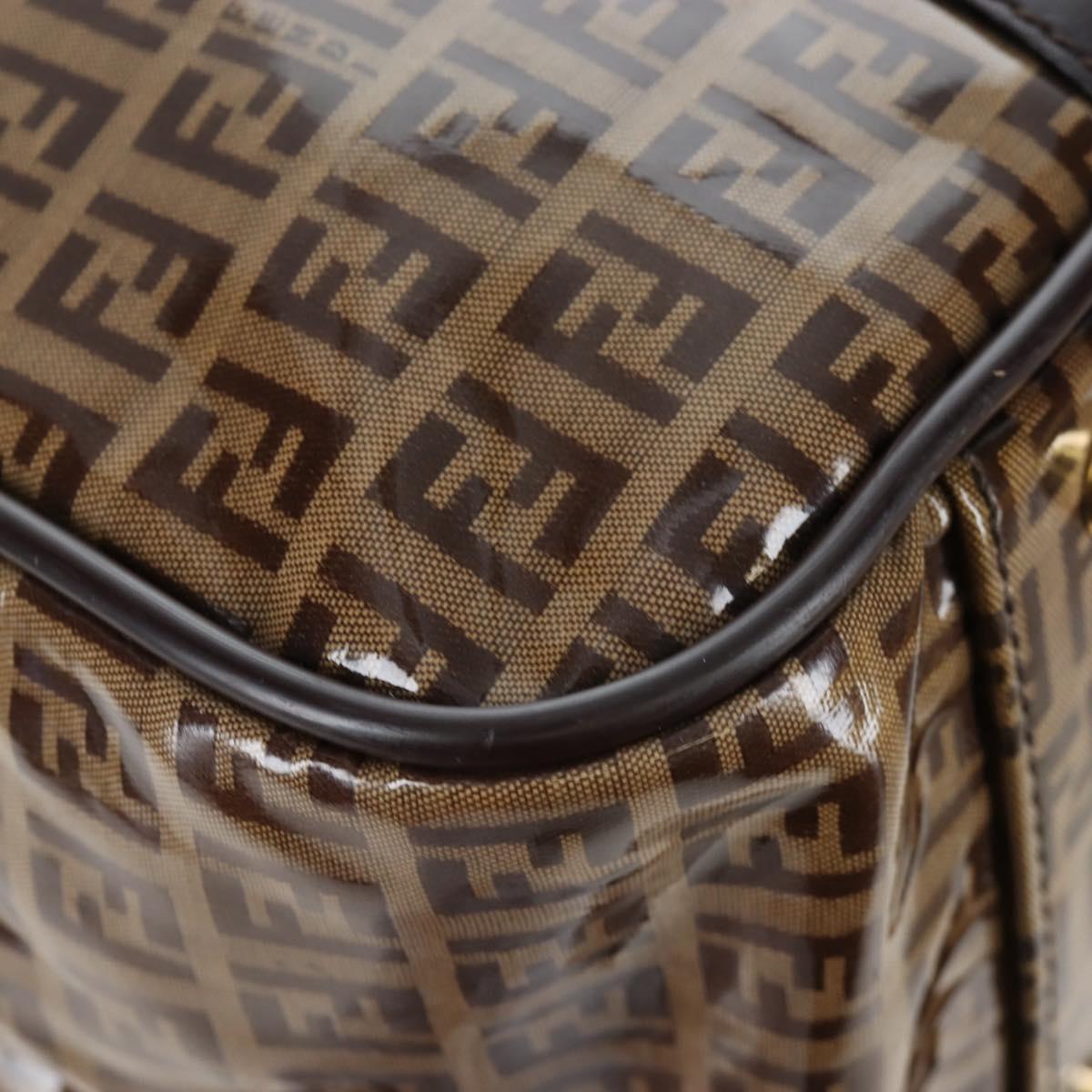 FENDI Zucchino Canvas Boston Bag Coated Canvas 2way Beige Gold Auth yk20862V