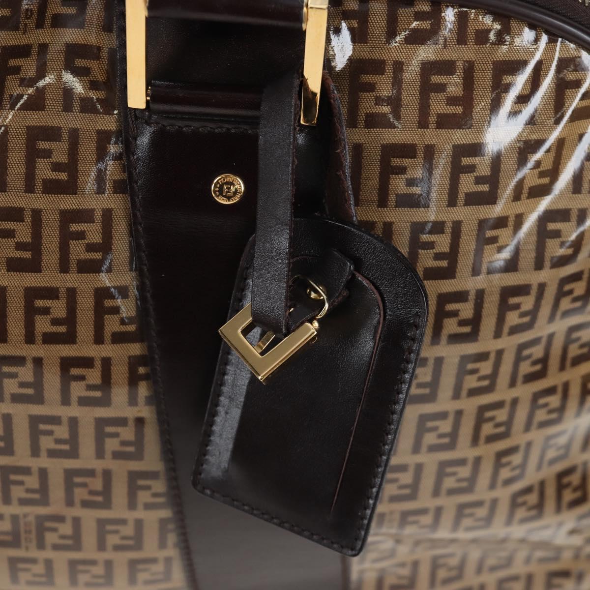FENDI Zucchino Canvas Boston Bag Coated Canvas 2way Beige Gold Auth yk20862V